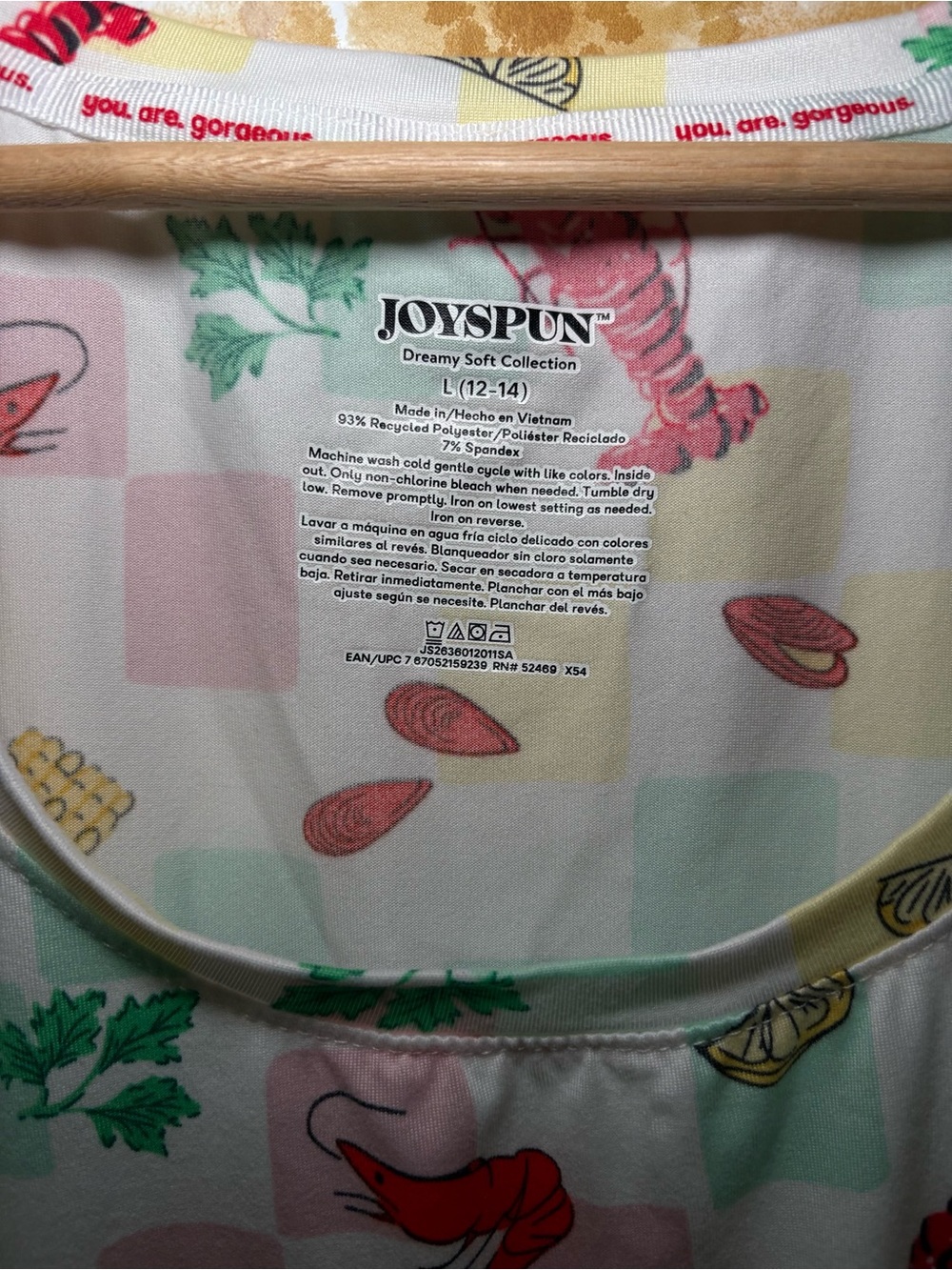 Joyspun Lobster Print Pajama Set Women's Sleeveless Tank & Drawstring Shorts - Picture 4 of 15